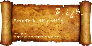 Petrák Árpád névjegykártya